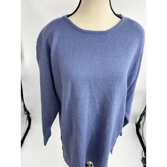 Vintage 90s Express Womens M Blue Oversized Sweater Long Sleeve Slouchy Top - Picture 2 of 7